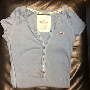 Light blue button up Hollister T-shirt